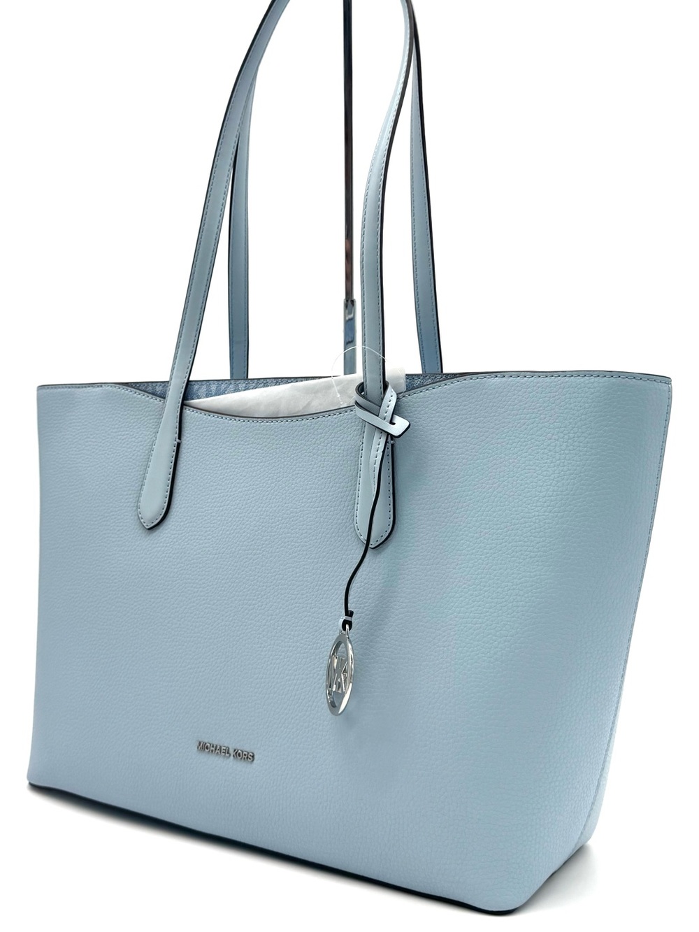Michael Kors Arden Large Leather Tote Bag Pale Ocean Blue